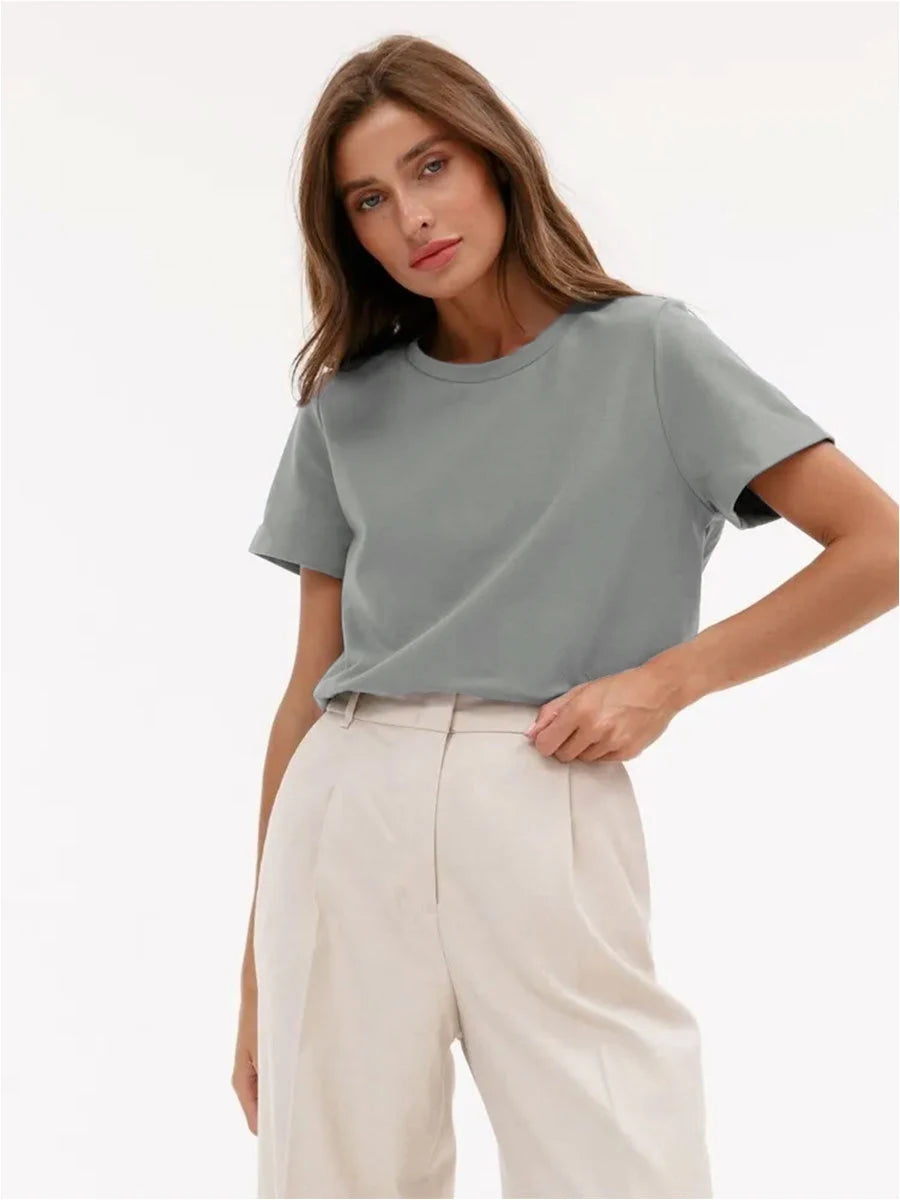 Lady Short Sleeve Loose Tops Shirts